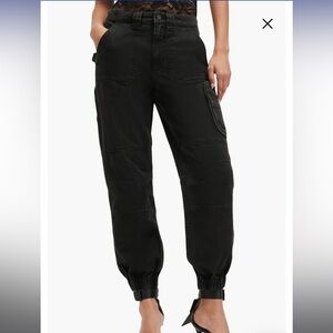 AllSaints Florence Black Cargo Jogger Pants